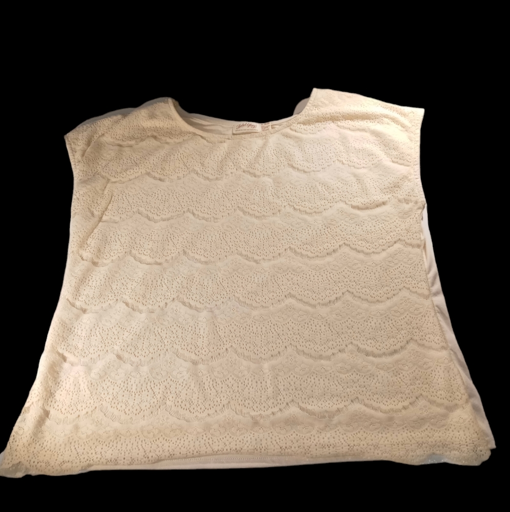 Faded Glory Lace Overlay Sleeveless Shirt